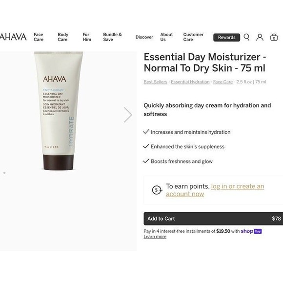 SEALED Ahava Time to Hydrate Essential Daily Moisturizer Normal to Dry XL 2.5oz - Picture 2 of 11